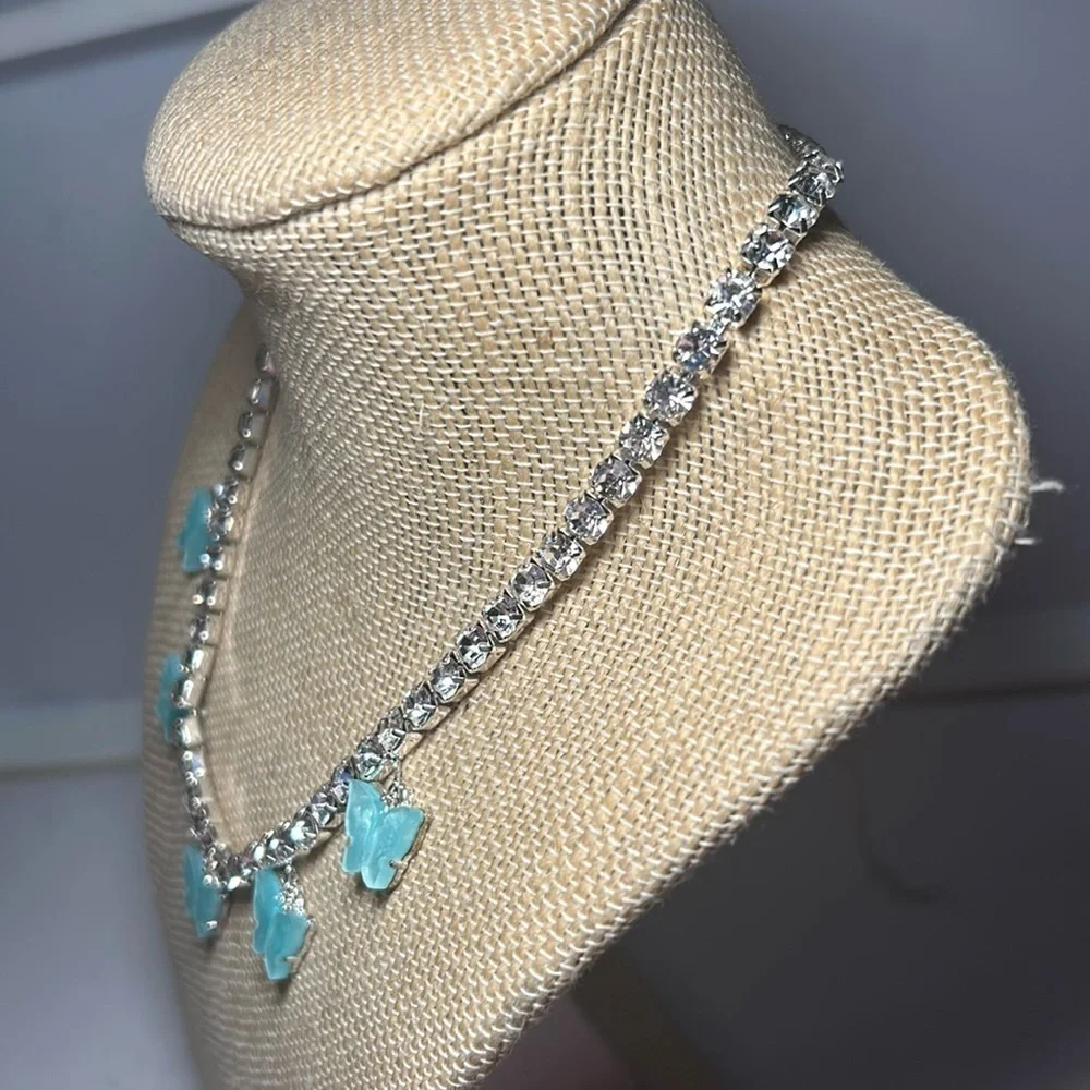 Butterflies & Rhinestone Necklace